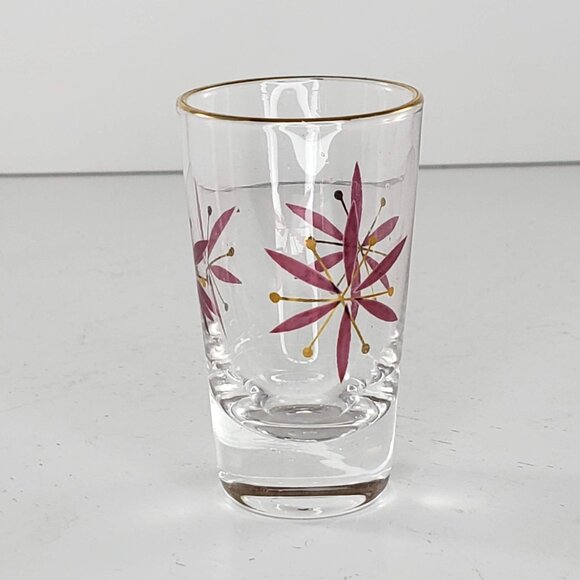 Mid Century Modern Atomic Shot Glass Toothpick Holder Vintage Retro Flowers - Picture 3 of 8